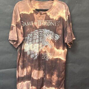 Game of Thrones Grunge Cotton Tee Shirt Size Large Brown Black Tie Dyed Gift